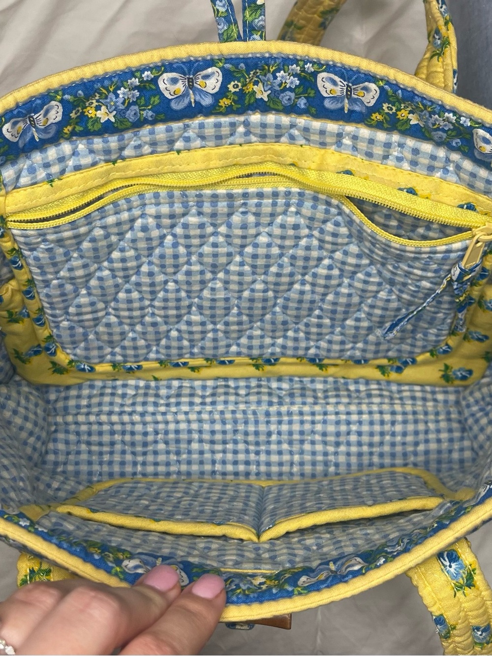 Vera Bradley Vintage Quilted Yellow Floral Katherine Tote - Picture 9 of 12